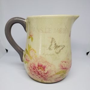 burton + BURTON Floral & Butterfly Water Pitcher